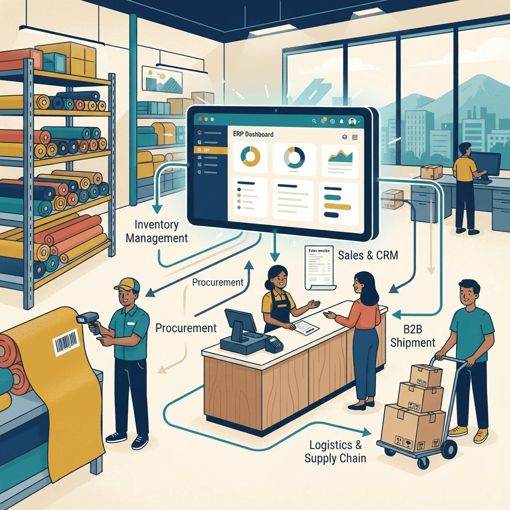 ERP untuk Bisnis Jual Beli Kain: Dari Roll hingga Penjualan